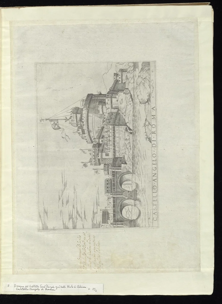 An illustration from Specvlvm Romanae magnificentiae : omnia fere qvaecvnq- in vrbe monvmenta extant partim ivxta antiqvam partim ivxta hodiernam formam accuratiss. delineata repraesentans : accesserunt non paucae tum antiquarum tum modernarum rerum urbis figurae nusquam antehac aeditae ..., 1544, leaf 12