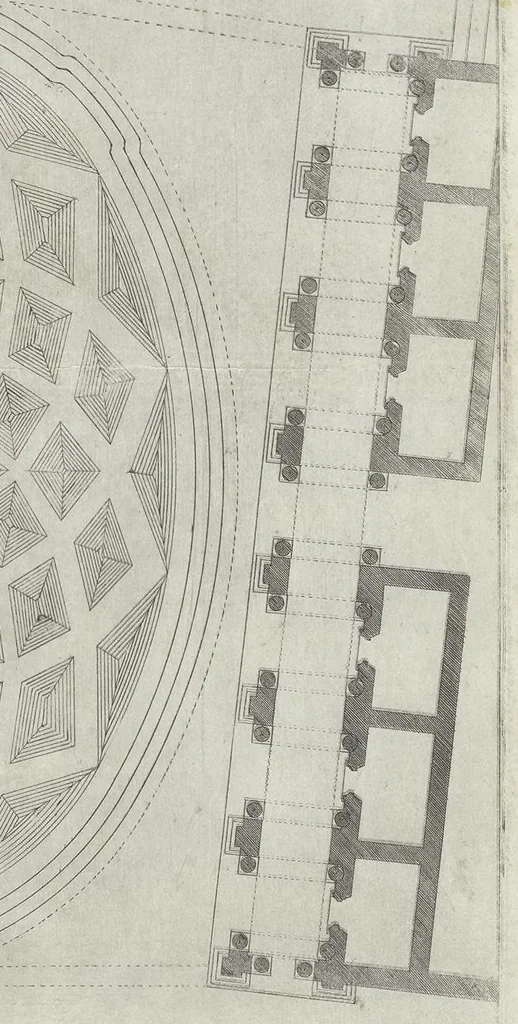 An illustration from Specvlvm Romanae magnificentiae : omnia fere qvaecvnq- in vrbe monvmenta extant partim ivxta antiqvam partim ivxta hodiernam formam accuratiss. delineata repraesentans : accesserunt non paucae tum antiquarum tum modernarum rerum urbis figurae nusquam antehac aeditae ..., 1544, leaf 30