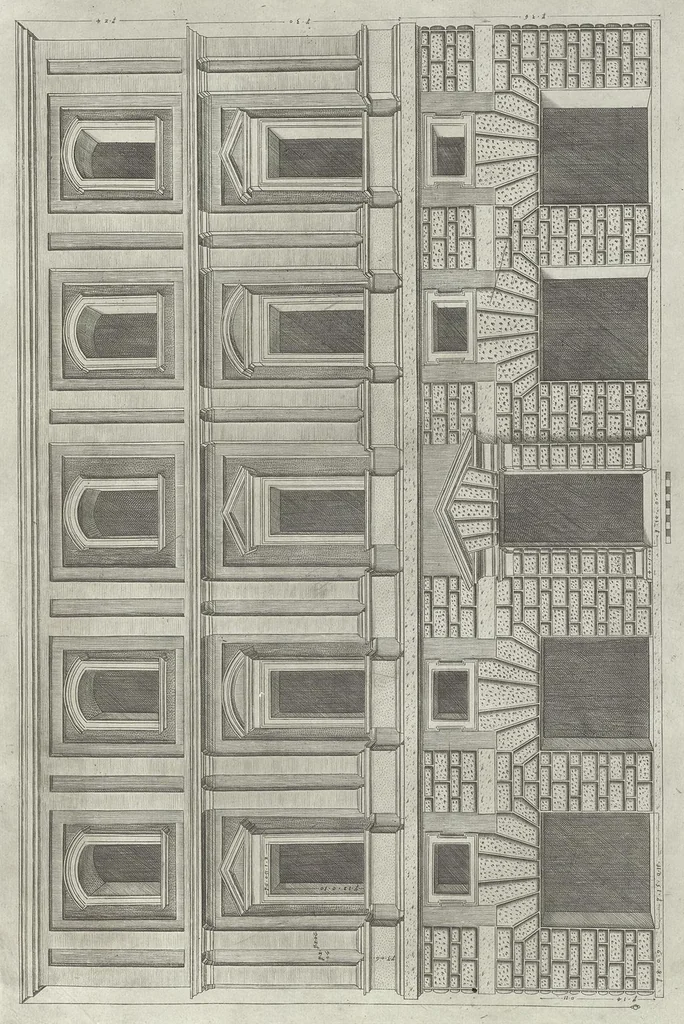 An illustration from Specvlvm Romanae magnificentiae : omnia fere qvaecvnq- in vrbe monvmenta extant partim ivxta antiqvam partim ivxta hodiernam formam accuratiss. delineata repraesentans : accesserunt non paucae tum antiquarum tum modernarum rerum urbis figurae nusquam antehac aeditae ..., 1544, leaf 80