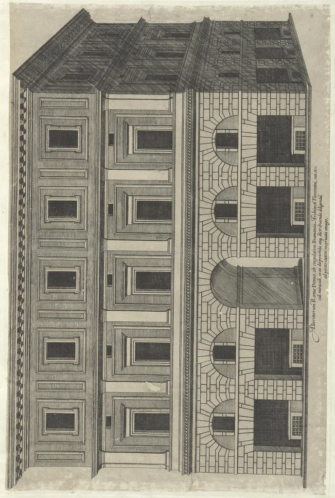 An illustration from Specvlvm Romanae magnificentiae : omnia fere qvaecvnq- in vrbe monvmenta extant partim ivxta antiqvam partim ivxta hodiernam formam accuratiss. delineata repraesentans : accesserunt non paucae tum antiquarum tum modernarum rerum urbis figurae nusquam antehac aeditae ..., 1544, leaf 82
