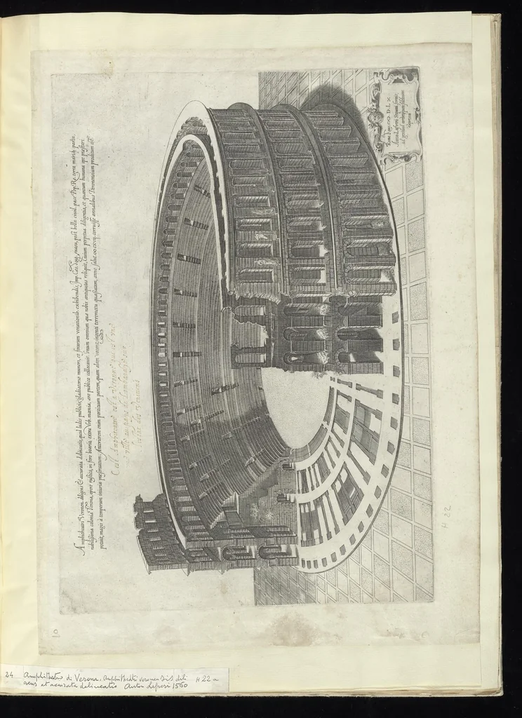 An illustration from Specvlvm Romanae magnificentiae : omnia fere qvaecvnq- in vrbe monvmenta extant partim ivxta antiqvam partim ivxta hodiernam formam accuratiss. delineata repraesentans : accesserunt non paucae tum antiquarum tum modernarum rerum urbis figurae nusquam antehac aeditae ..., 1544, leaf 50