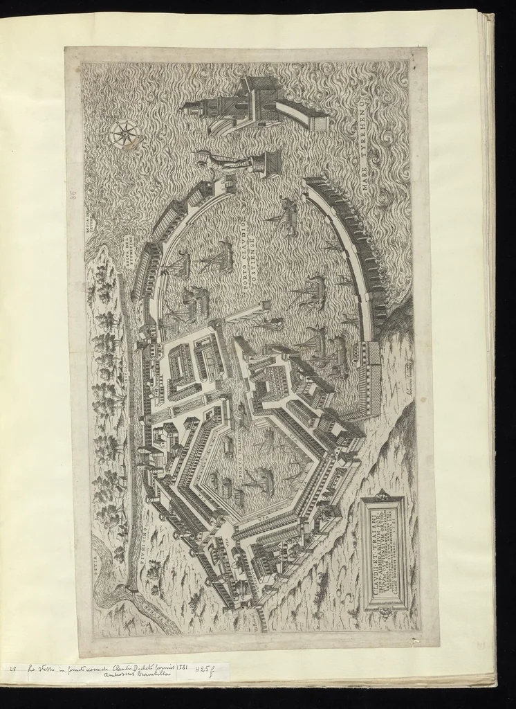 An illustration from Specvlvm Romanae magnificentiae : omnia fere qvaecvnq- in vrbe monvmenta extant partim ivxta antiqvam partim ivxta hodiernam formam accuratiss. delineata repraesentans : accesserunt non paucae tum antiquarum tum modernarum rerum urbis figurae nusquam antehac aeditae ..., 1544, leaf 60
