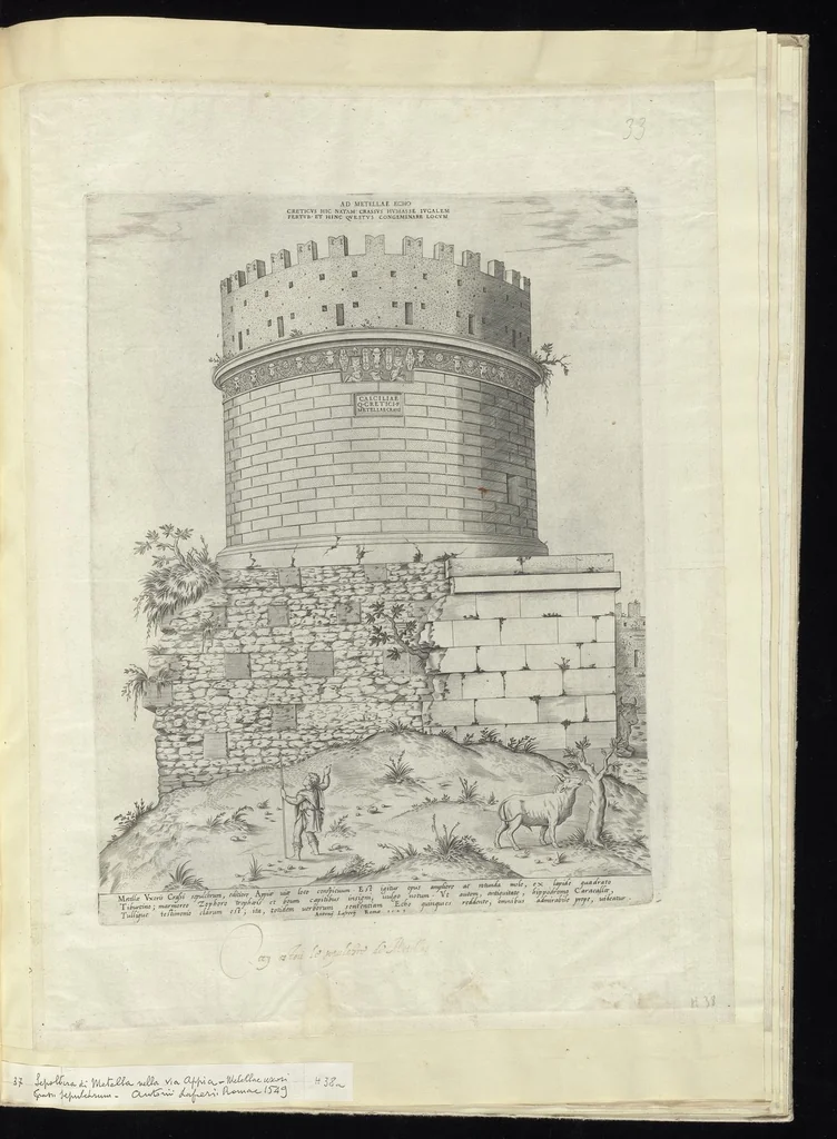 An illustration from Specvlvm Romanae magnificentiae : omnia fere qvaecvnq- in vrbe monvmenta extant partim ivxta antiqvam partim ivxta hodiernam formam accuratiss. delineata repraesentans : accesserunt non paucae tum antiquarum tum modernarum rerum urbis figurae nusquam antehac aeditae ..., 1544, leaf 78