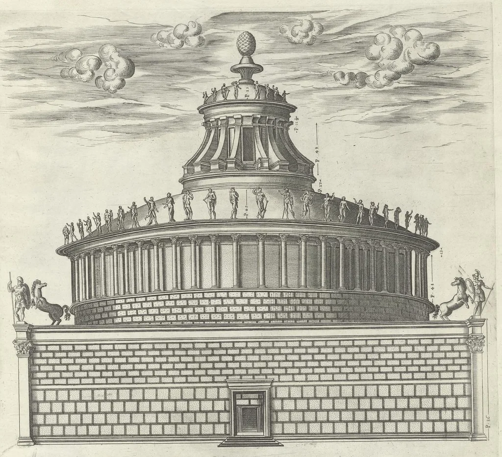 An illustration from Specvlvm Romanae magnificentiae : omnia fere qvaecvnq- in vrbe monvmenta extant partim ivxta antiqvam partim ivxta hodiernam formam accuratiss. delineata repraesentans : accesserunt non paucae tum antiquarum tum modernarum rerum urbis figurae nusquam antehac aeditae ..., 1544, leaf 90