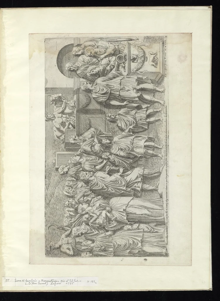 An illustration from Specvlvm Romanae magnificentiae : omnia fere qvaecvnq- in vrbe monvmenta extant partim ivxta antiqvam partim ivxta hodiernam formam accuratiss. delineata repraesentans : accesserunt non paucae tum antiquarum tum modernarum rerum urbis figurae nusquam antehac aeditae ..., 1544, leaf 108