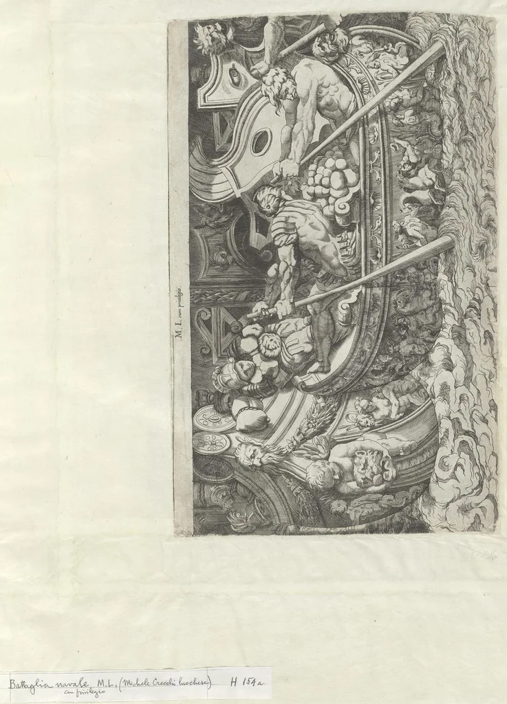An illustration from Specvlvm Romanae magnificentiae : omnia fere qvaecvnq- in vrbe monvmenta extant partim ivxta antiqvam partim ivxta hodiernam formam accuratiss. delineata repraesentans : accesserunt non paucae tum antiquarum tum modernarum rerum urbis figurae nusquam antehac aeditae ..., 1544, leaf 110