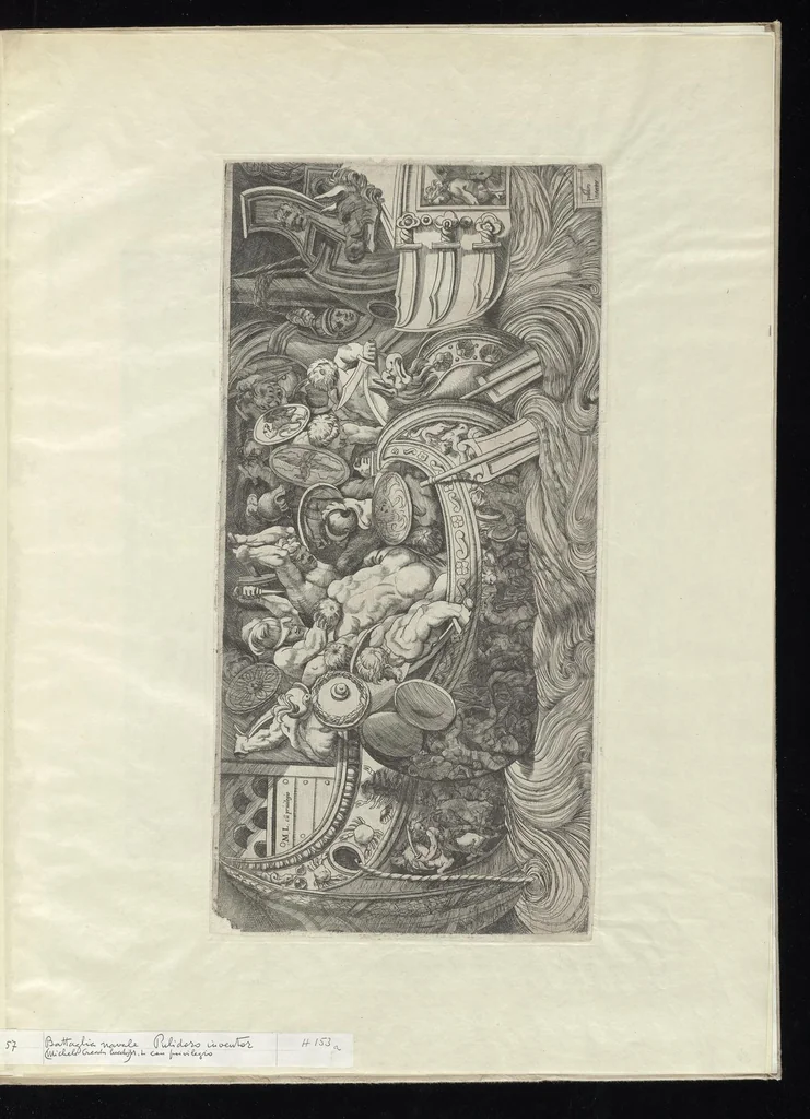 An illustration from Specvlvm Romanae magnificentiae : omnia fere qvaecvnq- in vrbe monvmenta extant partim ivxta antiqvam partim ivxta hodiernam formam accuratiss. delineata repraesentans : accesserunt non paucae tum antiquarum tum modernarum rerum urbis figurae nusquam antehac aeditae ..., 1544, leaf 112