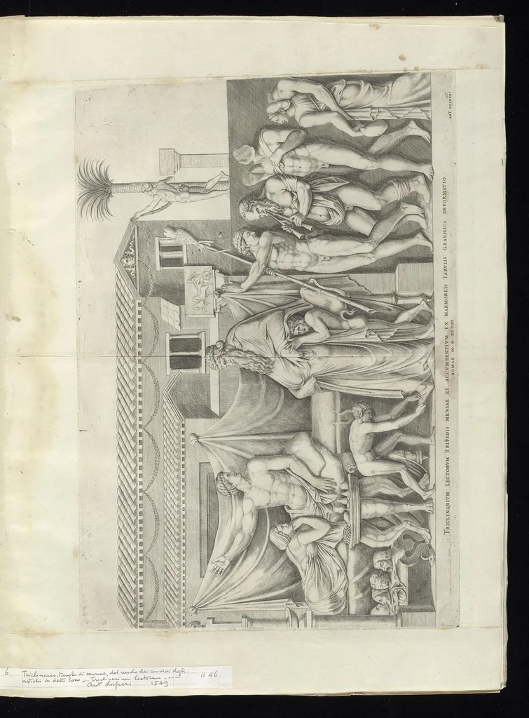 An illustration from Specvlvm Romanae magnificentiae : omnia fere qvaecvnq- in vrbe monvmenta extant partim ivxta antiqvam partim ivxta hodiernam formam accuratiss. delineata repraesentans : accesserunt non paucae tum antiquarum tum modernarum rerum urbis figurae nusquam antehac aeditae ..., 1544, leaf 14