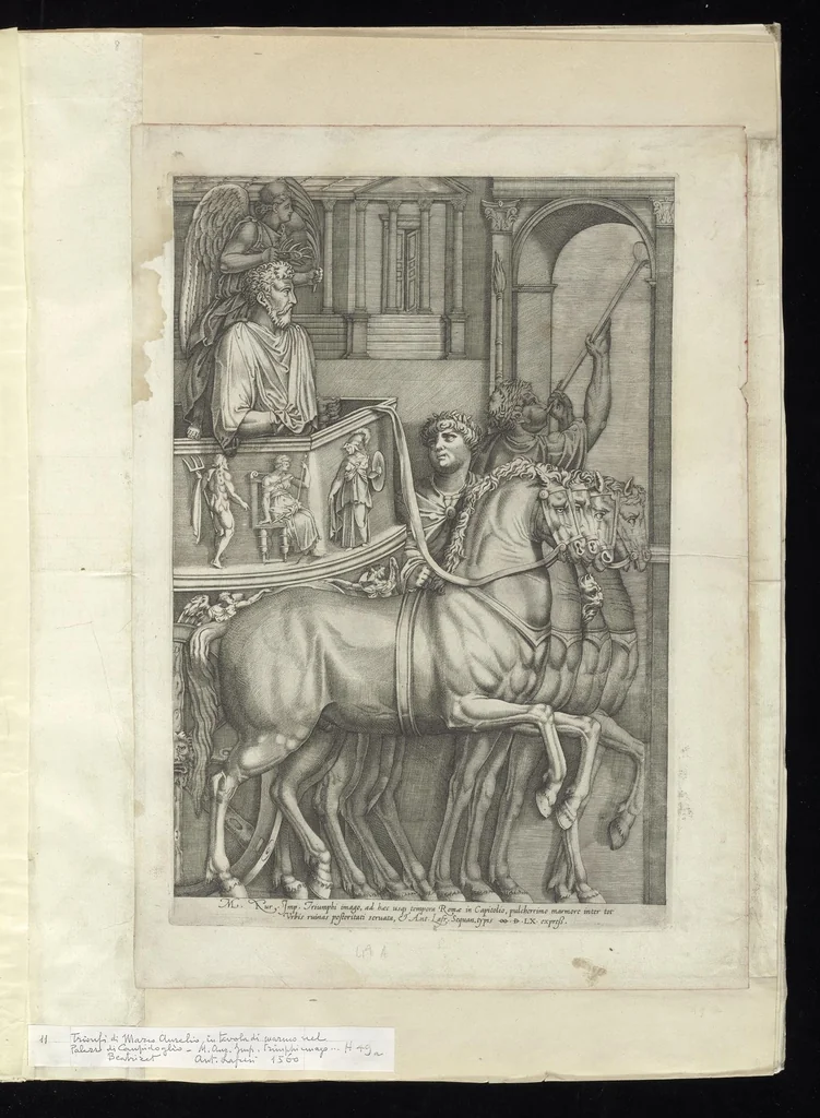 An illustration from Specvlvm Romanae magnificentiae : omnia fere qvaecvnq- in vrbe monvmenta extant partim ivxta antiqvam partim ivxta hodiernam formam accuratiss. delineata repraesentans : accesserunt non paucae tum antiquarum tum modernarum rerum urbis figurae nusquam antehac aeditae ..., 1544, leaf 24