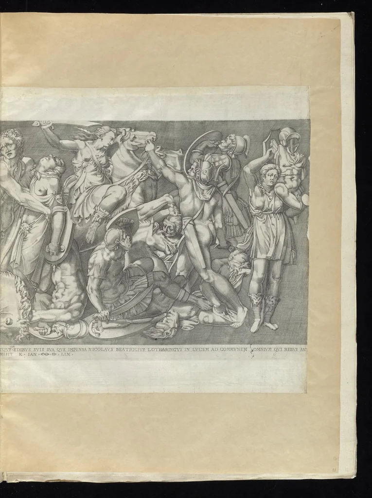An illustration from Specvlvm Romanae magnificentiae : omnia fere qvaecvnq- in vrbe monvmenta extant partim ivxta antiqvam partim ivxta hodiernam formam accuratiss. delineata repraesentans : accesserunt non paucae tum antiquarum tum modernarum rerum urbis figurae nusquam antehac aeditae ..., 1544, leaf 30