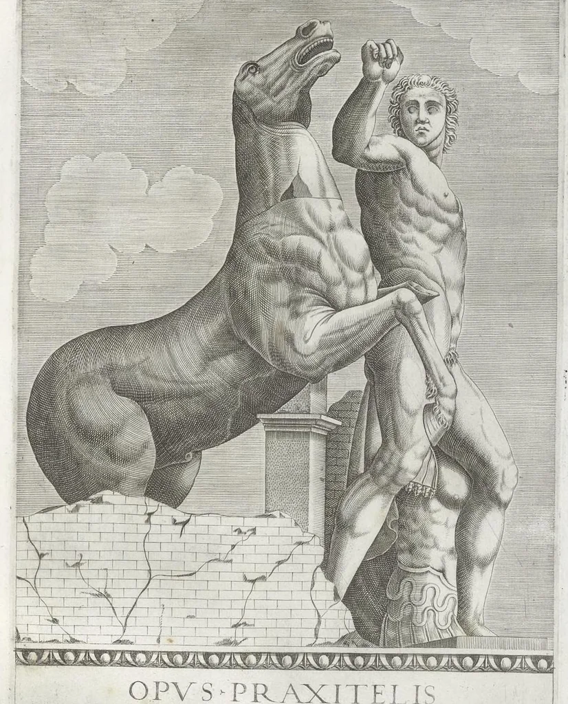 An illustration from Specvlvm Romanae magnificentiae : omnia fere qvaecvnq- in vrbe monvmenta extant partim ivxta antiqvam partim ivxta hodiernam formam accuratiss. delineata repraesentans : accesserunt non paucae tum antiquarum tum modernarum rerum urbis figurae nusquam antehac aeditae ..., 1544, leaf 38
