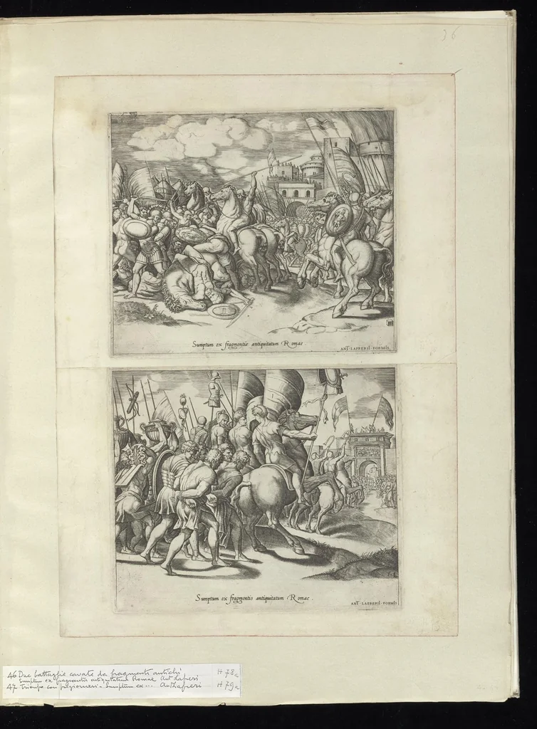 An illustration from Specvlvm Romanae magnificentiae : omnia fere qvaecvnq- in vrbe monvmenta extant partim ivxta antiqvam partim ivxta hodiernam formam accuratiss. delineata repraesentans : accesserunt non paucae tum antiquarum tum modernarum rerum urbis figurae nusquam antehac aeditae ..., 1544, leaf 92
