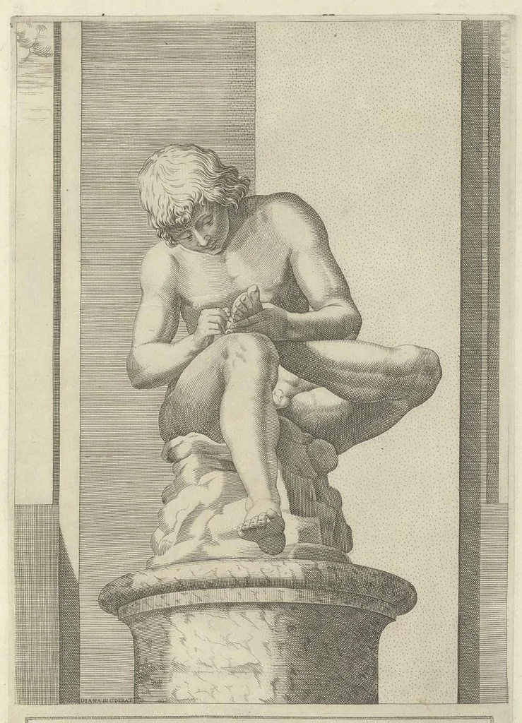 An illustration from Specvlvm Romanae magnificentiae : omnia fere qvaecvnq- in vrbe monvmenta extant partim ivxta antiqvam partim ivxta hodiernam formam accuratiss. delineata repraesentans : accesserunt non paucae tum antiquarum tum modernarum rerum urbis figurae nusquam antehac aeditae ..., 1544, leaf 98