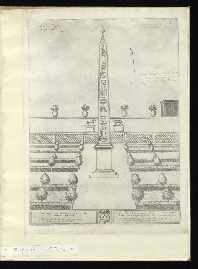 An illustration from Specvlvm Romanae magnificentiae : omnia fere qvaecvnq- in vrbe monvmenta extant partim ivxta antiqvam partim ivxta hodiernam formam accuratiss. delineata repraesentans : accesserunt non paucae tum antiquarum tum modernarum rerum urbis figurae nusquam antehac aeditae ..., 1544, leaf 50
