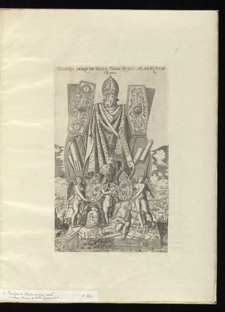 An illustration from Specvlvm Romanae magnificentiae : omnia fere qvaecvnq- in vrbe monvmenta extant partim ivxta antiqvam partim ivxta hodiernam formam accuratiss. delineata repraesentans : accesserunt non paucae tum antiquarum tum modernarum rerum urbis figurae nusquam antehac aeditae ..., 1544, leaf 6