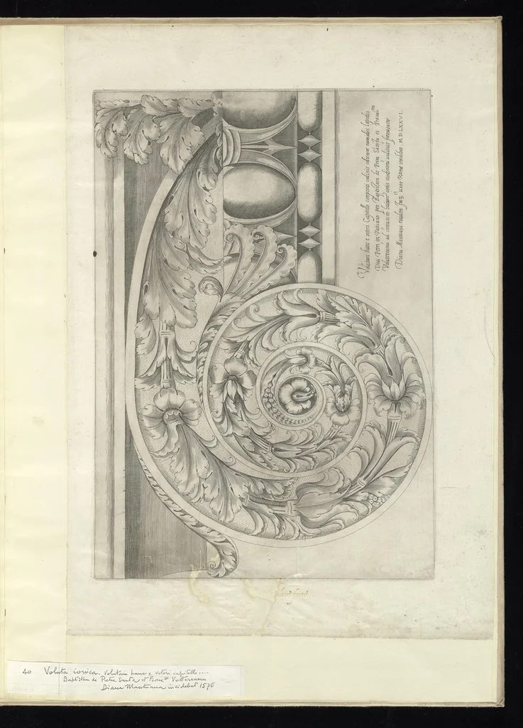 An illustration from Specvlvm Romanae magnificentiae : omnia fere qvaecvnq- in vrbe monvmenta extant partim ivxta antiqvam partim ivxta hodiernam formam accuratiss. delineata repraesentans : accesserunt non paucae tum antiquarum tum modernarum rerum urbis figurae nusquam antehac aeditae ..., 1544, leaf 84