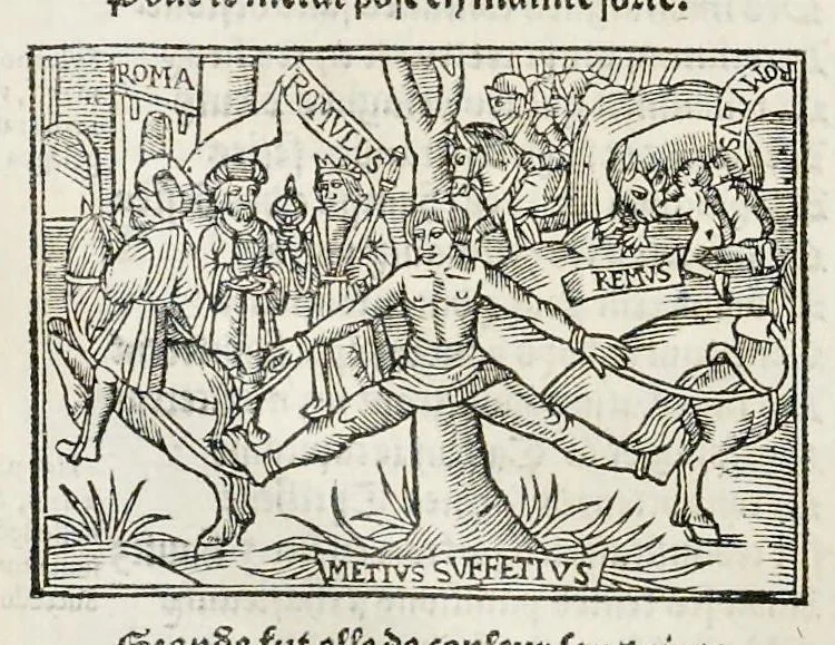 An illustration from Les oeuures de Virgile : translatees de latin en francoys, et nouuellement imprimees, veues et corrigees oultre les precedentes impressions : avec les histoires mises [et] posees chascune en son lieu, ainsi que lon pourra veoir dedans le liure, lesquelles sont moult recreatiues, 1540, leaf 317