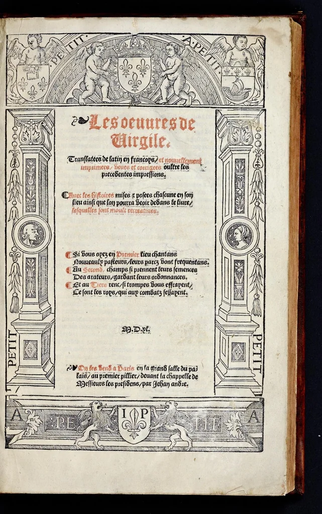 An illustration from Les oeuures de Virgile : translatees de latin en francoys, et nouuellement imprimees, veues et corrigees oultre les precedentes impressions : avec les histoires mises [et] posees chascune en son lieu, ainsi que lon pourra veoir dedans le liure, lesquelles sont moult recreatiues, 1540, leaf 6