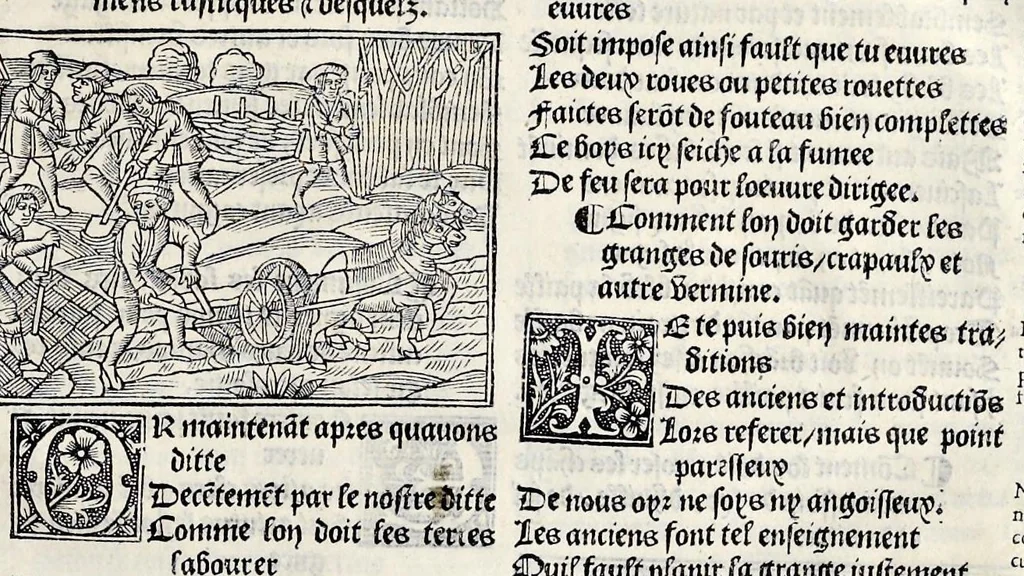 An illustration from Les oeuures de Virgile : translatees de latin en francoys, et nouuellement imprimees, veues et corrigees oultre les precedentes impressions : avec les histoires mises [et] posees chascune en son lieu, ainsi que lon pourra veoir dedans le liure, lesquelles sont moult recreatiues, 1540, leaf 78