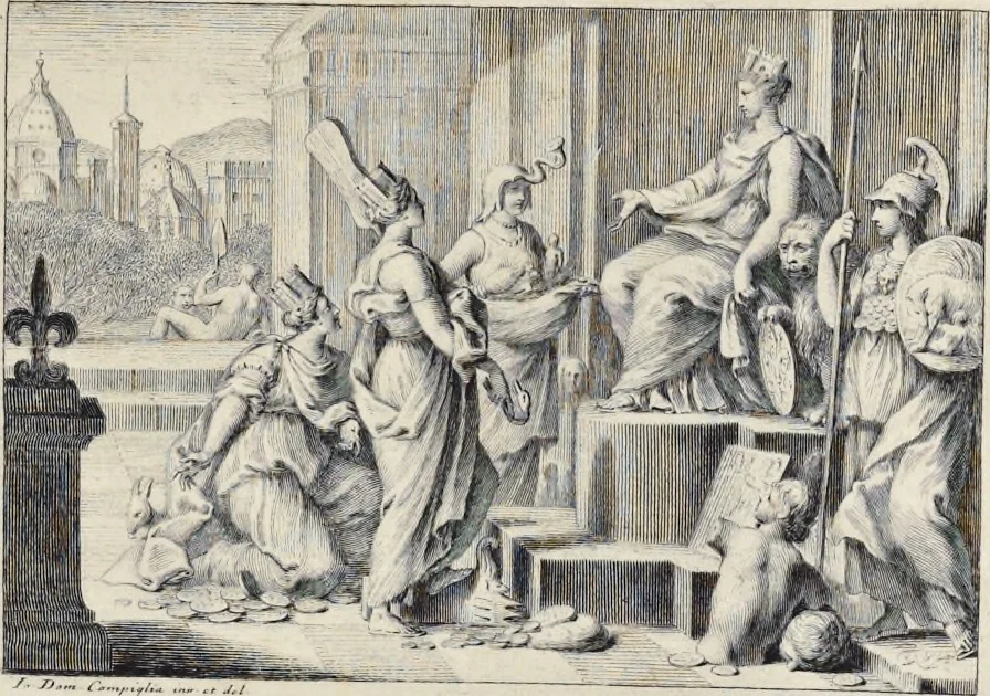 An illustration from Serie di ritratti degli eccellenti pittori : dipinti di propria mano che esistono nell'Imperial galleria di Firenze, 1752, leaf 8
