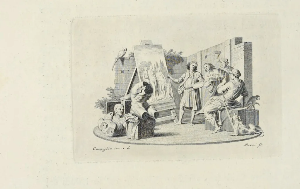 An illustration from Serie di ritratti degli eccellenti pittori : dipinti di propria mano che esistono nell'Imperial galleria di Firenze, 1752, leaf 215