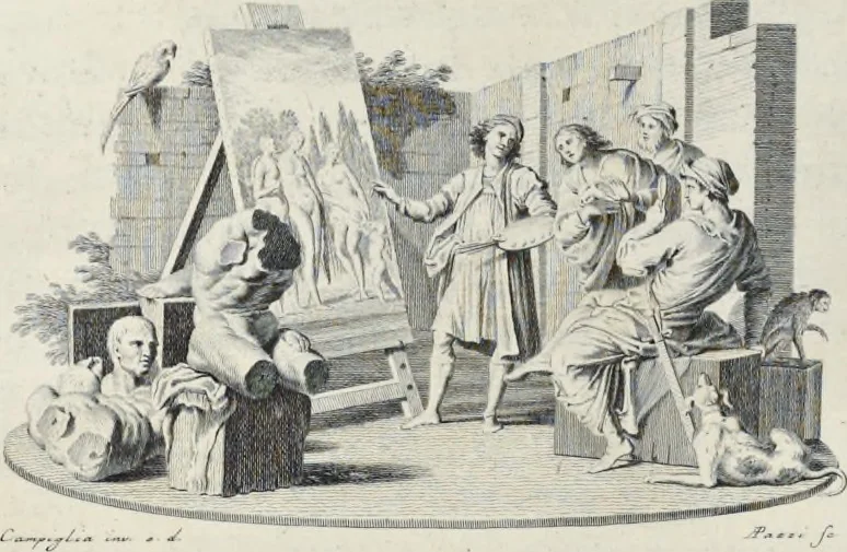 An illustration from Serie di ritratti degli eccellenti pittori : dipinti di propria mano che esistono nell'Imperial galleria di Firenze, 1752, leaf 383