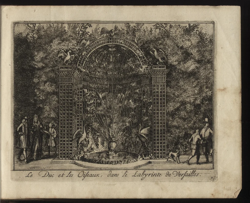 An illustration from Labyrinte de Versailles : suivant la copie à Paris, de l'Imprimerie royale, MDCXCIII, 1693, leaf 14