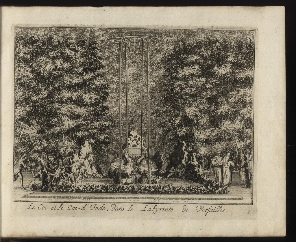 An illustration from Labyrinte de Versailles : suivant la copie à Paris, de l'Imprimerie royale, MDCXCIII, 1693, leaf 28