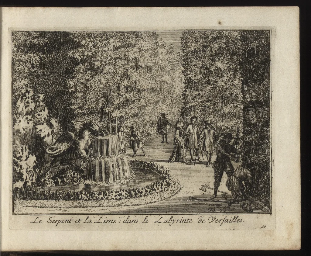 An illustration from Labyrinte de Versailles : suivant la copie à Paris, de l'Imprimerie royale, MDCXCIII, 1693, leaf 32