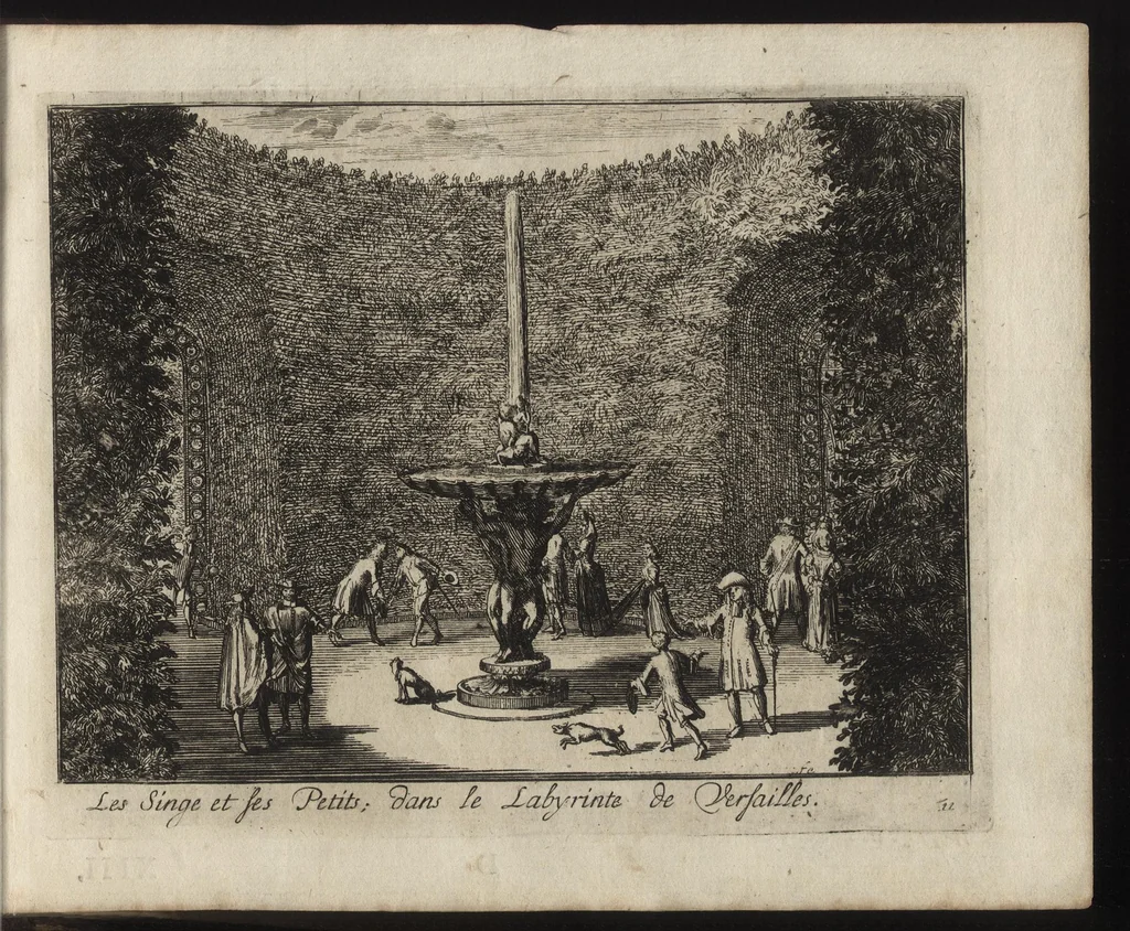 An illustration from Labyrinte de Versailles : suivant la copie à Paris, de l'Imprimerie royale, MDCXCIII, 1693, leaf 34