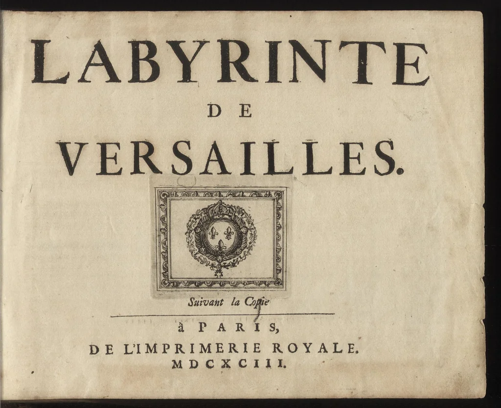 An illustration from Labyrinte de Versailles : suivant la copie à Paris, de l'Imprimerie royale, MDCXCIII, 1693, leaf 4