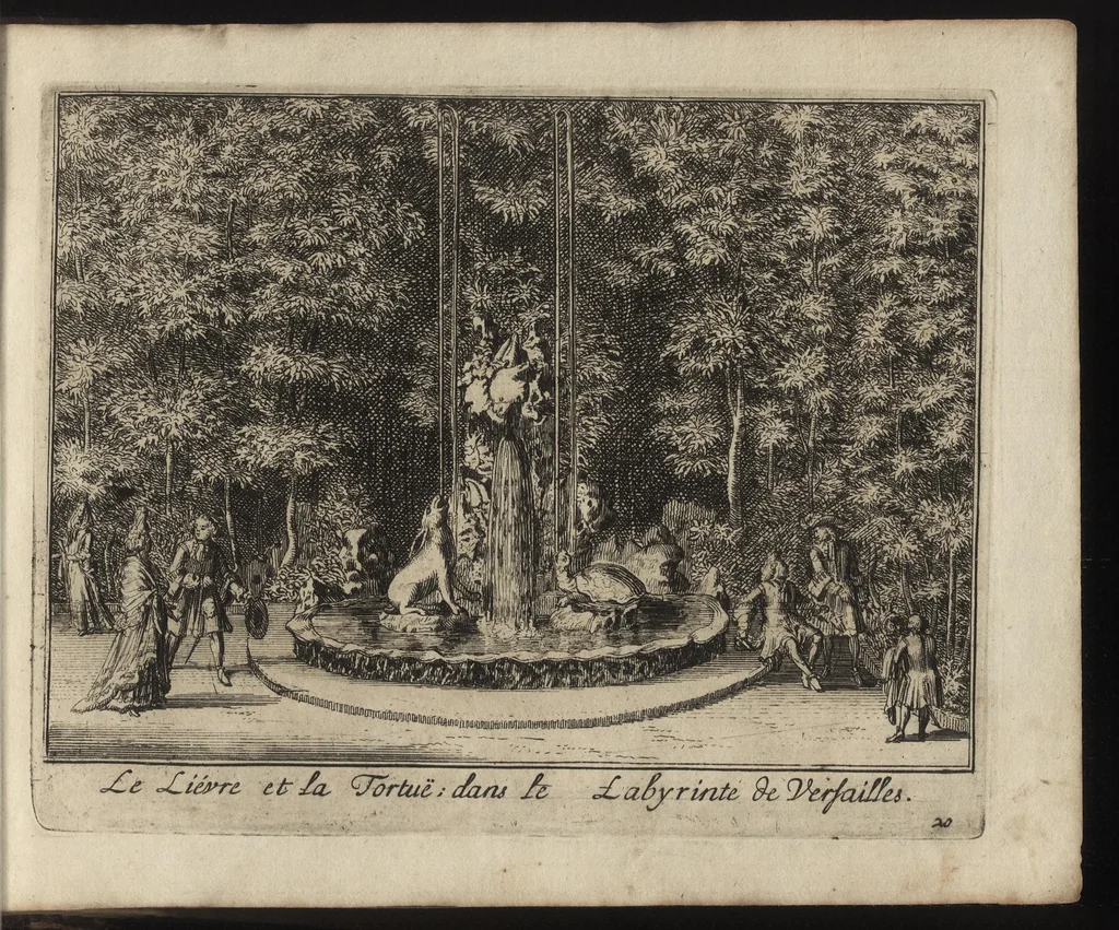 An illustration from Labyrinte de Versailles : suivant la copie à Paris, de l'Imprimerie royale, MDCXCIII, 1693, leaf 52