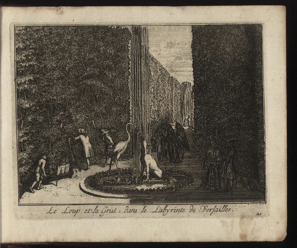 An illustration from Labyrinte de Versailles : suivant la copie à Paris, de l'Imprimerie royale, MDCXCIII, 1693, leaf 54