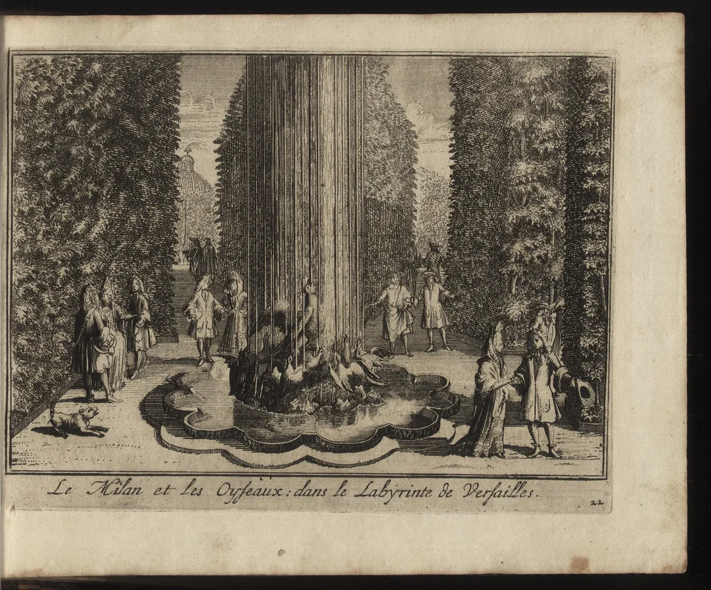 An illustration from Labyrinte de Versailles : suivant la copie à Paris, de l'Imprimerie royale, MDCXCIII, 1693, leaf 56