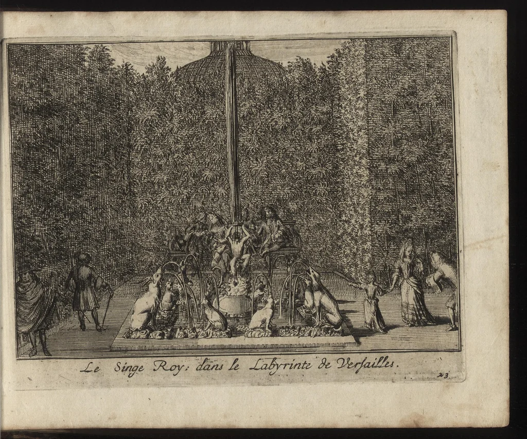 An illustration from Labyrinte de Versailles : suivant la copie à Paris, de l'Imprimerie royale, MDCXCIII, 1693, leaf 58