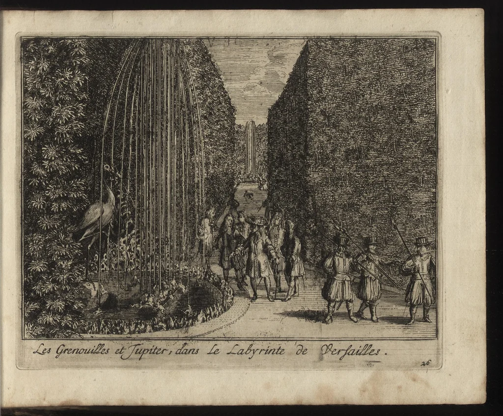 An illustration from Labyrinte de Versailles : suivant la copie à Paris, de l'Imprimerie royale, MDCXCIII, 1693, leaf 64