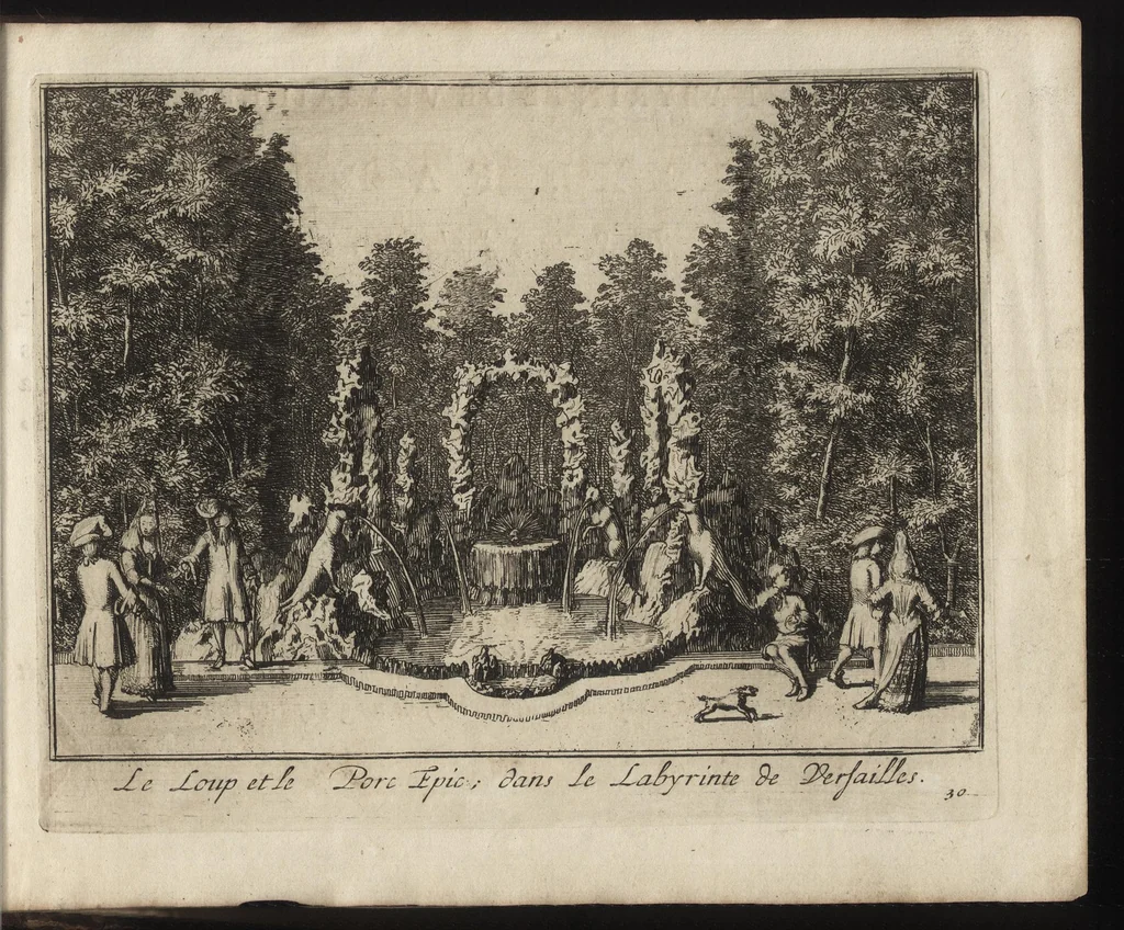 An illustration from Labyrinte de Versailles : suivant la copie à Paris, de l'Imprimerie royale, MDCXCIII, 1693, leaf 72