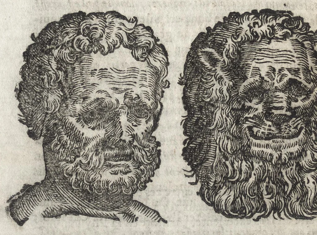 An illustration from La physionomie humaine de Iean Baptiste Porta neapolitain, divisée en quatre liures : enrichie de quantité de figures tirées au naturel, ou par les signes exterieurs du corps, on voit si clairement la complexion, les mœurs, & les desseins des hommes, qu'on semble penetrer iusques au plus profond de leurs ames ..., 1655, leaf 121