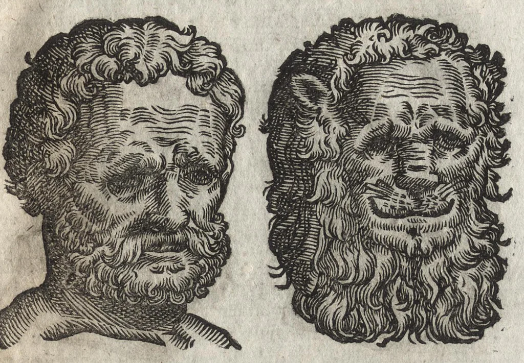 An illustration from La physionomie humaine de Iean Baptiste Porta neapolitain, divisée en quatre liures : enrichie de quantité de figures tirées au naturel, ou par les signes exterieurs du corps, on voit si clairement la complexion, les mœurs, & les desseins des hommes, qu'on semble penetrer iusques au plus profond de leurs ames ..., 1655, leaf 142