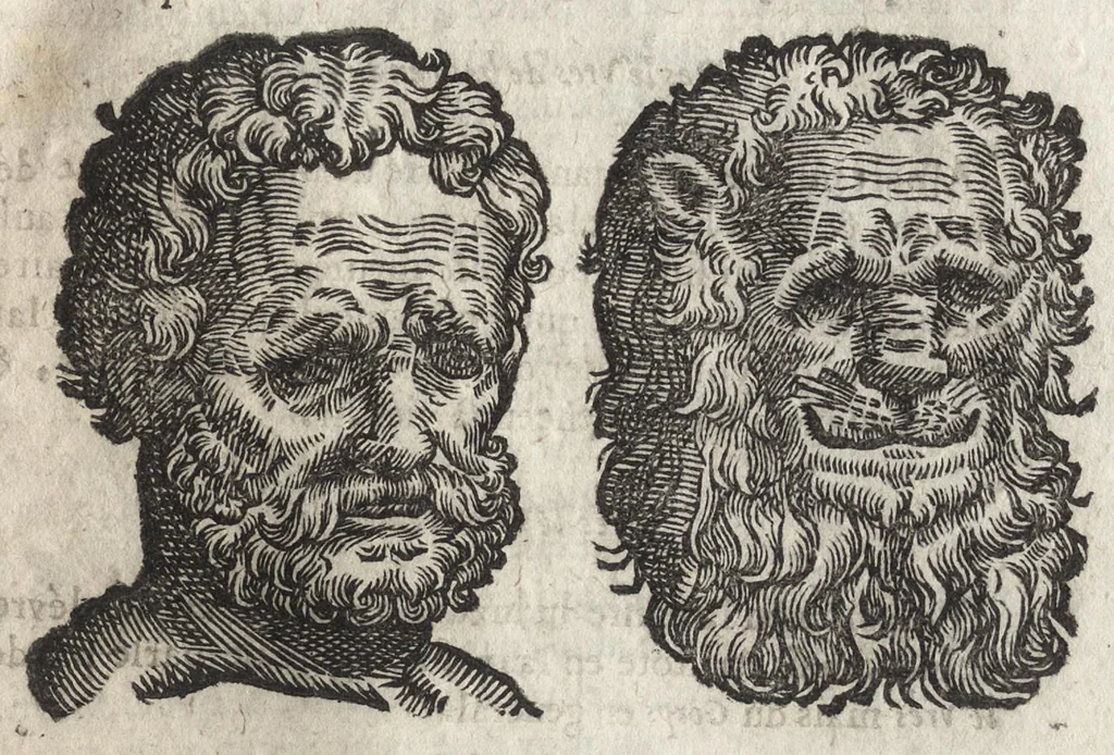An illustration from La physionomie humaine de Iean Baptiste Porta neapolitain, divisée en quatre liures : enrichie de quantité de figures tirées au naturel, ou par les signes exterieurs du corps, on voit si clairement la complexion, les mœurs, & les desseins des hommes, qu'on semble penetrer iusques au plus profond de leurs ames ..., 1655, leaf 250