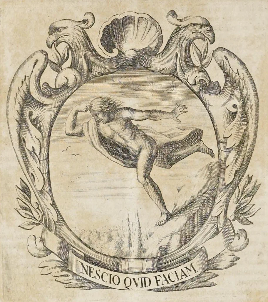 An illustration from Homo et ejus partes figuratus & symbolicus, anatomicus, rationalis, moralis, mysticus, politicus, & legalis : collectus et explicatus cum figuris, symbolis, anatomiis ... reflexionibus et declarationibus tam ex sacris quàm profanis auctoribus desumptis, 1695, leaf 275