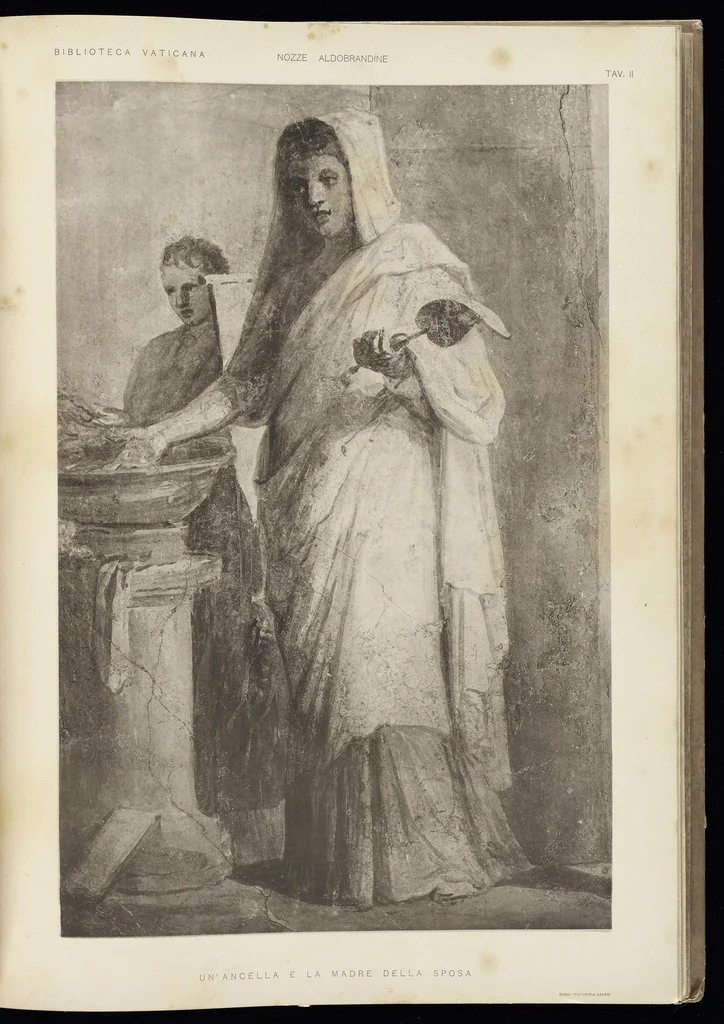 An illustration from Le Nozze Aldobrandine : i paesaggi con scene dell'Odissea e le altre pitture murali antiche conservate nella Biblioteca Vaticana e nei musei pontifici, 1907, leaf 118