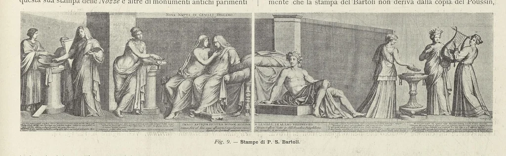 An illustration from Le Nozze Aldobrandine : i paesaggi con scene dell'Odissea e le altre pitture murali antiche conservate nella Biblioteca Vaticana e nei musei pontifici, 1907, leaf 26