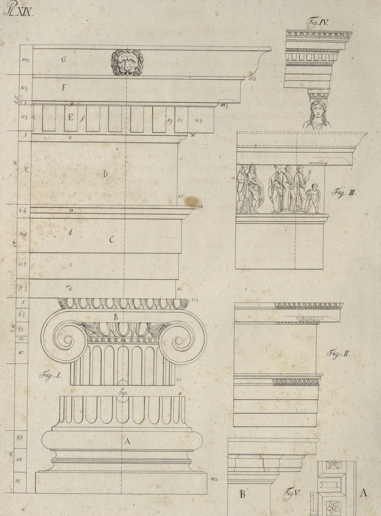 An illustration from Die Baukunst nach den Grundsätzen der Alten, 1809, leaf 323