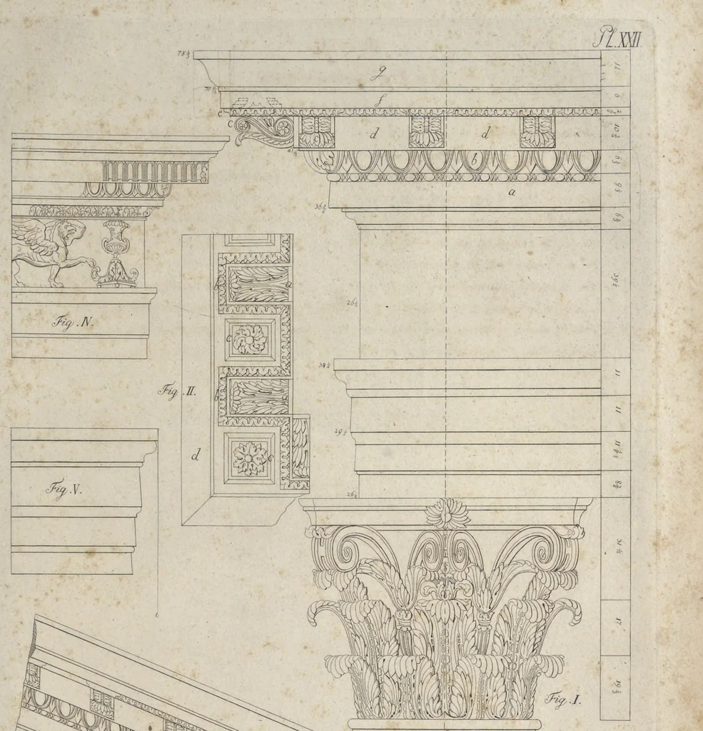 An illustration from Die Baukunst nach den Grundsätzen der Alten, 1809, leaf 332