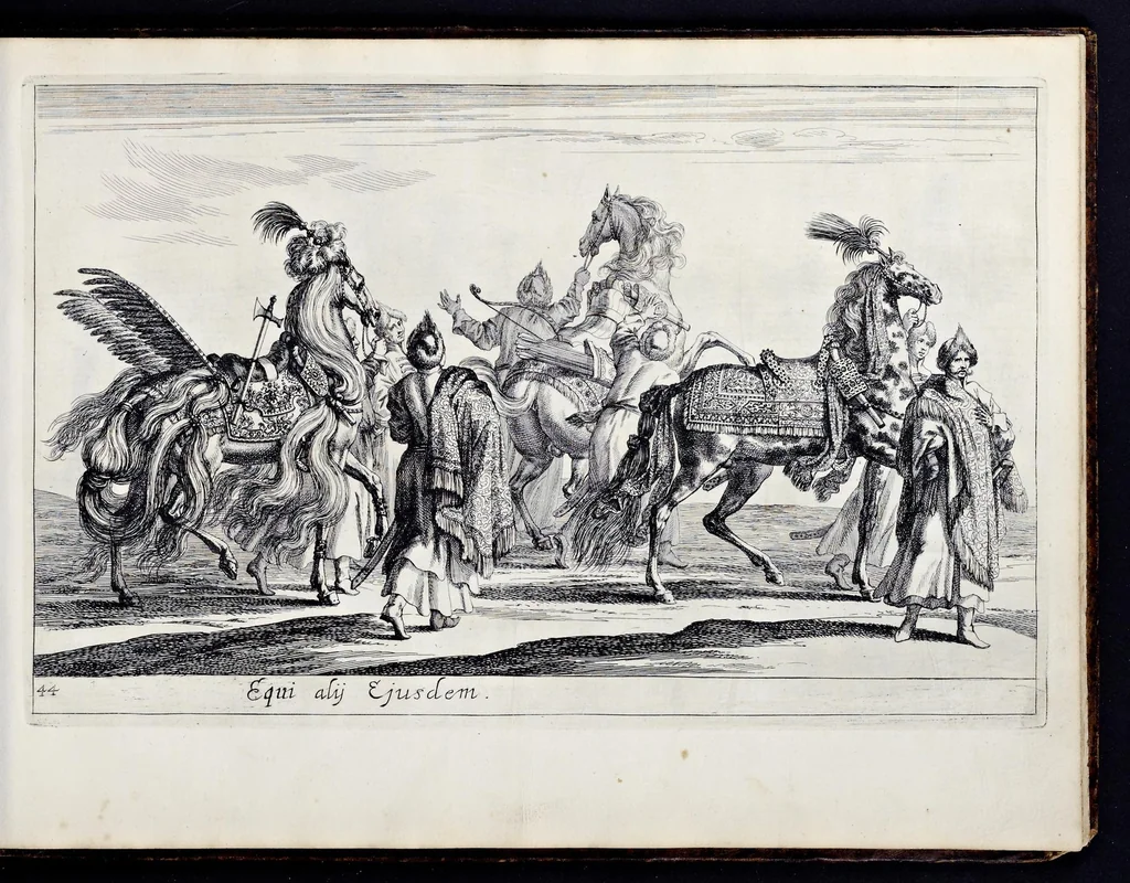 An illustration from Das grosse Carrosel und prächtige Ring-Rännen : nebst dem was sonsten fürtrefliches zu sehen war, alss ... Carl der eÿlffte, die Regierung seines vaterlichen Erb-Königreichs anno M.DC.LXXII. den XVIII.den Decembris ln seiner königlichen Residentz zu Stockholm antratt, 1685, leaf 112