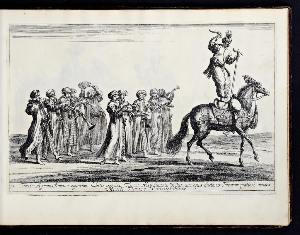 An illustration from Das grosse Carrosel und prächtige Ring-Rännen : nebst dem was sonsten fürtrefliches zu sehen war, alss ... Carl der eÿlffte, die Regierung seines vaterlichen Erb-Königreichs anno M.DC.LXXII. den XVIII.den Decembris ln seiner königlichen Residentz zu Stockholm antratt, 1685, leaf 88