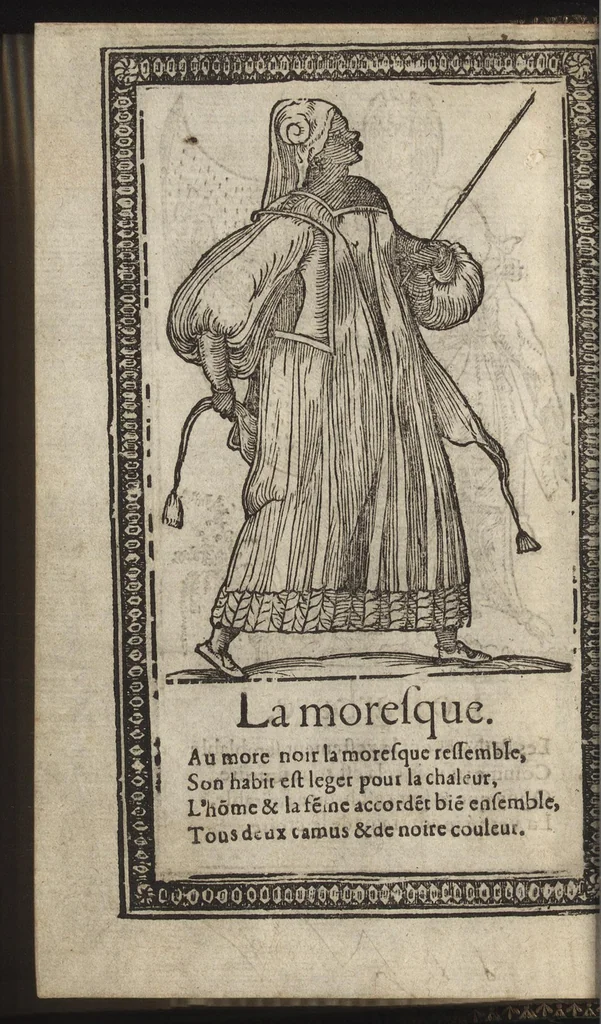 An illustration from Recueil de la diuersité des habits, : qui sont de present en vsage, tant es pays d'Europe. Asie, Affrique & Isles sauuages, le tout fait apres le naturel, 1567, leaf 101