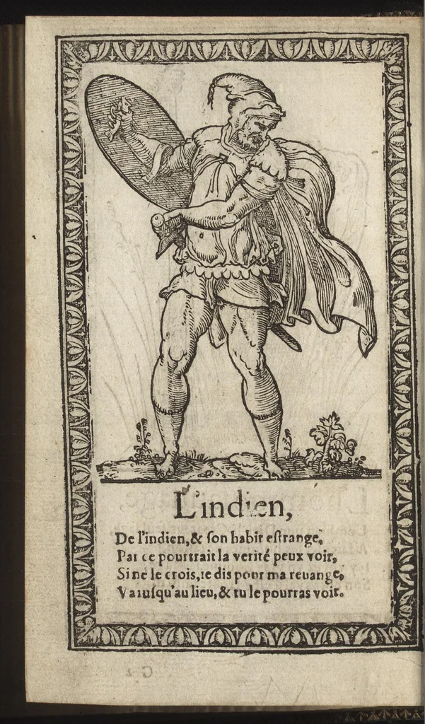 An illustration from Recueil de la diuersité des habits, : qui sont de present en vsage, tant es pays d'Europe. Asie, Affrique & Isles sauuages, le tout fait apres le naturel, 1567, leaf 105