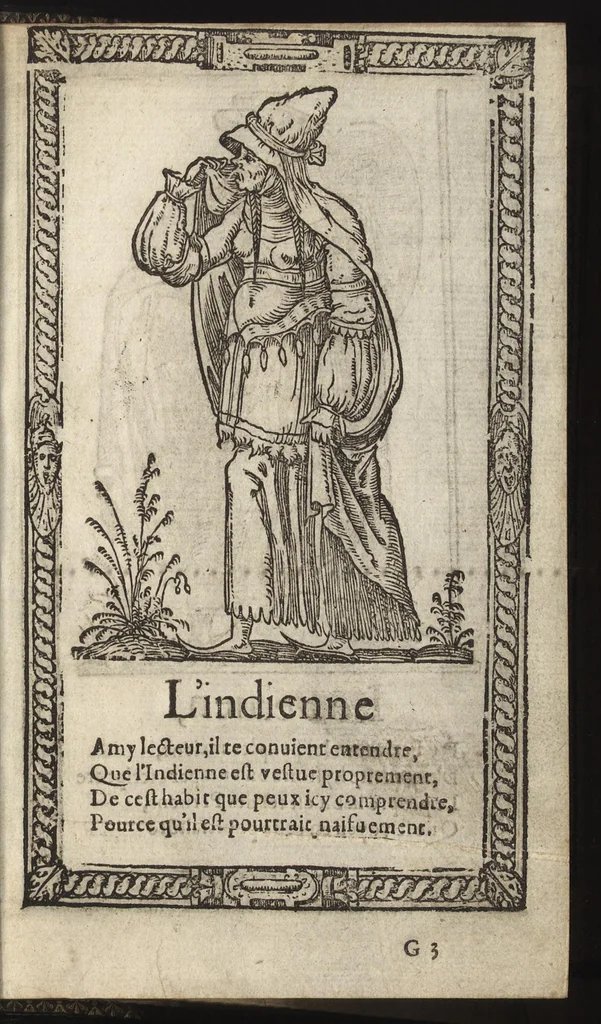 An illustration from Recueil de la diuersité des habits, : qui sont de present en vsage, tant es pays d'Europe. Asie, Affrique & Isles sauuages, le tout fait apres le naturel, 1567, leaf 106